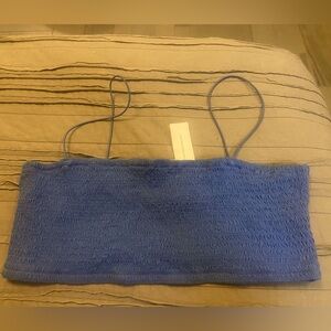 Maeve Strappy Cropped Bandeau Blue Top